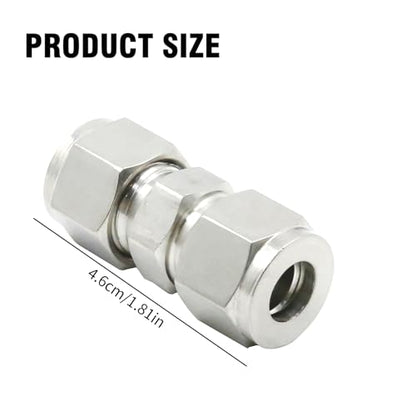 EATAKWARD 2 Pcs Stainless Steel Compression Tube Fittings, 3/8 Inch OD x 3/8 Inch OD Straight Union Connector with Double Ferrules for Connecting Tubes - size: 3/8 Inch OD x 3/8 Inch OD