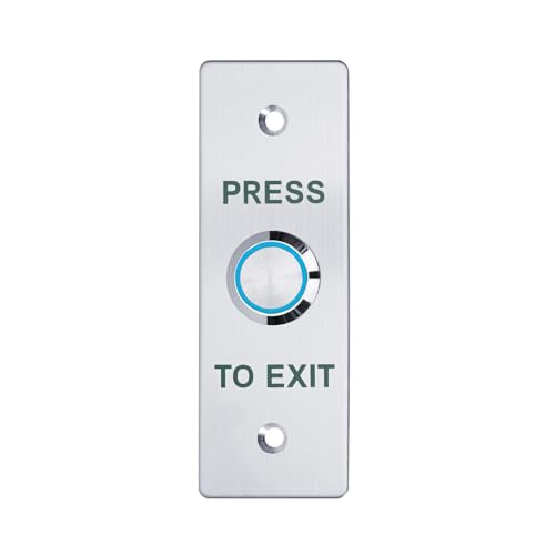 Push to Exit Button，12V DC Push to Exit Switch with LED Light, IP67 Waterproof,NC/NO/COM Outputs, Surface Mount Request-to-Exit Device for Access Control Systems (115X40-B) - color: 115X40-B