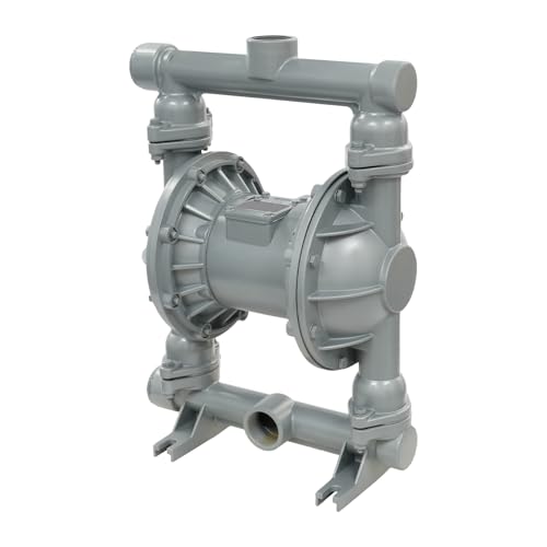 Air Operated Double Diaphragm Pump 1.5in - Pneumatic Waste Oil Transfer Pump with Dual Diaphragm, 0.18in Solids, 164ft Head, 23ft Suction Lift, Aluminum Alloy for Industrial Use