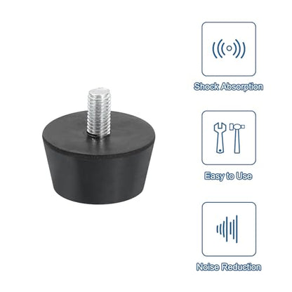 uxcell 4Pcs Rubber Vibration Isolators Mounts Rubber Shock Absorber Mounts, 1.5" x 0.79" Conical Studs with M8 x 15mm Threaded, Silent Block for Air Compressors, Motor, Engines, Black - size: 1.5" x 0.79", M8 x 15mm