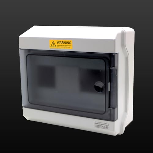 9 Way Outdoor Waterproof IP66 PC/ABS Alloy Plastic Circuit Breaker Box Power Distribution Protection Box for MCB Miniature Circuit Breaker with DIN Rail 8.66 x 4.13 x 7.87 inch - size: 9Way
