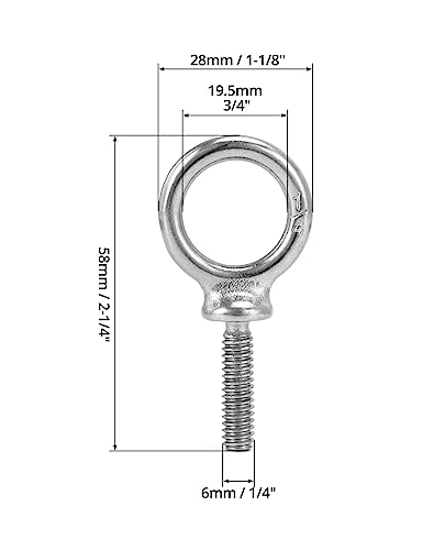 QWORK Eye Bolt, 50 Pack 1/4"-20 x 1 Marine Grade Stainless Steel Lifting Ring Threaded Eyebolt Machinery Shoulder Eyebolts - color: 50 Pack, size: 1/4" - 20 x 1"