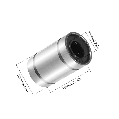 12PCS LM6UU Linear Bearings, 6mm Bore Dia Linear Motion Bushing with Double Side Rubber Seal Great for CNC Machine 3D Printer - size: LM6UU