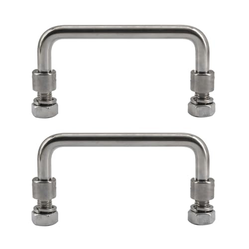 (2 Pieces) 180mm Foldable Pull Handle Cabinet Knob 304 Stainless Steel Industrial U-Shaped Handle for Distribution Box,Tool Box - color: 180mm