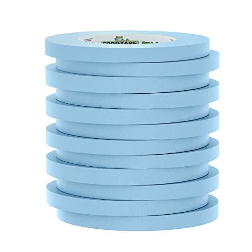 FrogTape 250 Light Blue Moderate Temperature Performance Grade Masking Tape, Medium-High Adhesion, 12mm x 55m, 12 Rolls per Pack - size: 12mm x 55m, 12 rolls per pack