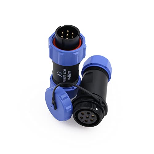 SZRMCC SP21 Waterproof Connector IP68 Circular Aviation Plug Socket in Line High Voltage Industrial Power Cable Connector for LED Lighting/Marine/Automotive Outdoor Devices (7Pin 15A) - size: 7Pin 15A