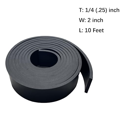 Solid Rubber Strip Roll 1/4 (.25)" Thick X 2" Wide X 10'Long - size: 2"X10'X1/4, style: No Adhesive
