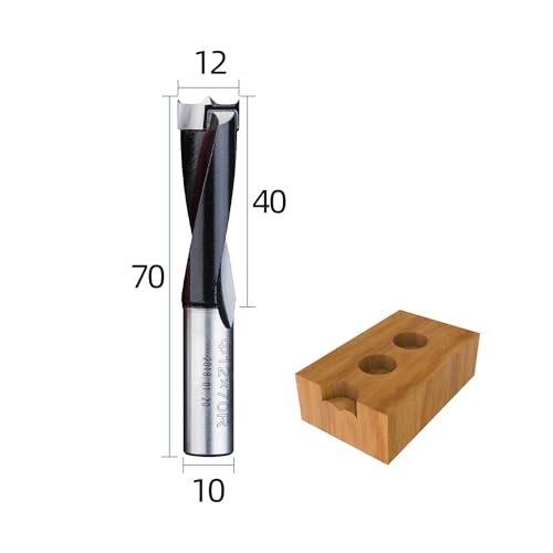 HUHAO 12mm Carbide Tipped Brad Point Boring Bit,Right Hand Dowel Drill Bits - size: 12mm Dia x 70mm Long x 10mm Shank R