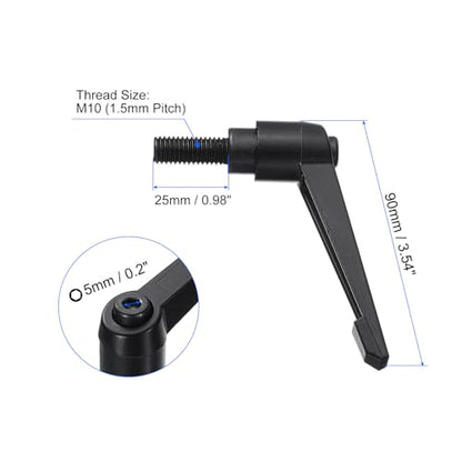 uxcell 4pcs Clamping Lever Handles, M10 x 25mm Black Oxide Carbon Steel Threaded Male Stud, Adjustable Handles Locking Quick Release Ratchet Push Button Bolt Knobs, Black - size: M10 x 25mm