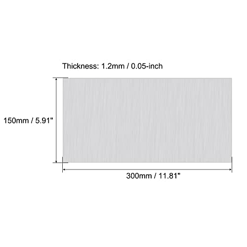 uxcell 6061 Aluminum Sheet, 300mm x 150mm Rectangle Aluminum Plate 1.2mm Thick Flat Metal Stock with Protective Film - size: 300mmx150mmx1.2mm