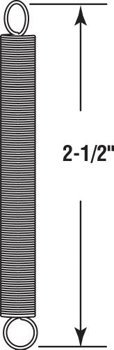 Prime-Line SP 9607 Extension Spring, Spring Steel Construction, Nickel-Plated Finish, 0.016 GA x 1/4 In. x 2-1/2 In., Closed Single Loop, (2 Pack) - size: 1/4 in. x 2-1/2 in.