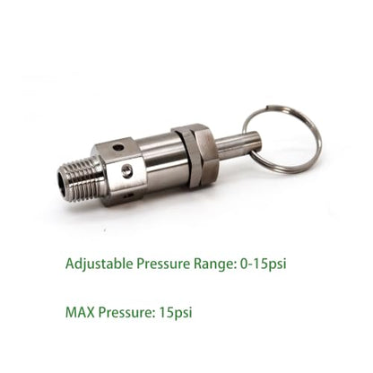 1/4" NPT Pressure Relief Valve 304 Stainless Steel Adjustable Range 0-15PSI