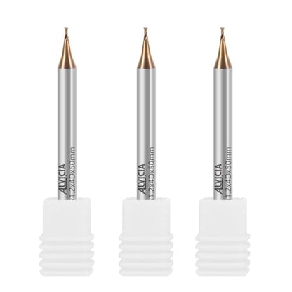 3PCS 0.6mm TISIN Coated 2-Flute Micro Flat End Mill Set for Steel - size: 0.6mm, style: Steel