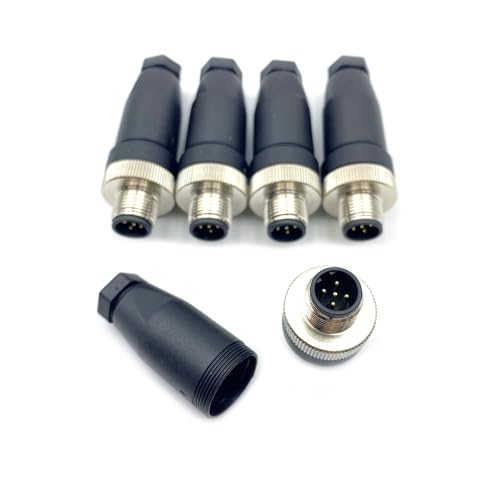 5 Pcs M12 5 Pin B Code Male Connector, IP67 Waterproof B Code Industrial Circular Connector Field Assembly Wireable Adapter Unshielded Straight Type Sensor for PG7 Cable 125V 4A - size: M12 5Pin B Code male Straight