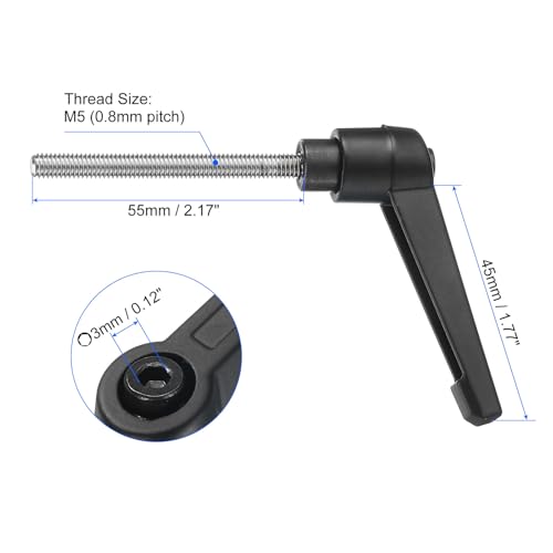 uxcell 4pcs Clamping Lever Handles, M5 x 55mm 304 Stainless Steel Threaded Male Stud, Adjustable Handles Locking Quick Release Ratchet Push Button Bolt Knobs, Black - size: M5 x 55mm