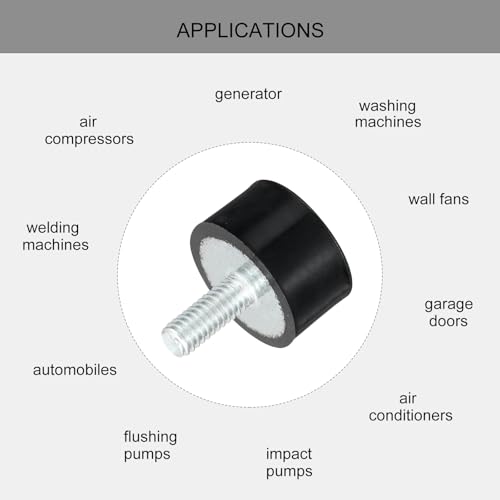 uxcell M4 Thread Rubber Mounts, Vibration Isolators, Cylindrical Shock Absorber with Studs 15 x 8mm 8pcs - size: M4x15x8mm