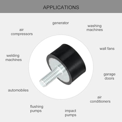 uxcell M4 Thread Rubber Mounts, Vibration Isolators, Cylindrical Shock Absorber with Studs 15 x 8mm 8pcs - size: M4x15x8mm