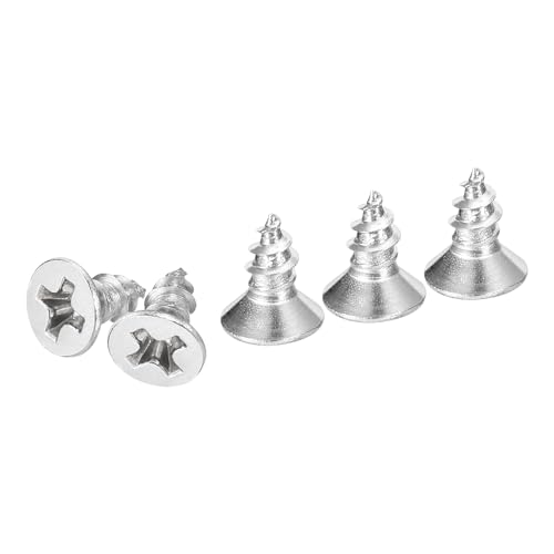 DTGN 100Pcs M3.5x8mm Flat Head Wood Screws, 304 Stainless Steel Phillips Self Tapping Screws - Good for Woodworking, Furniture - Silver - size: M3.5x8mm