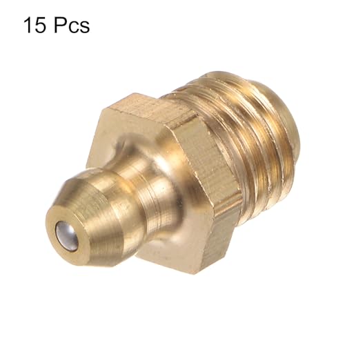 HARFINGTON 15pcs Brass Straight Grease Fitting M10x1.25mm Metric Thread Hydraulic Grease Nipple Accessories for Car - size: M10x1.25