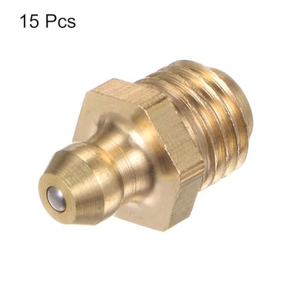 HARFINGTON 15pcs Brass Straight Grease Fitting M10x1.25mm Metric Thread Hydraulic Grease Nipple Accessories for Car - size: M10x1.25