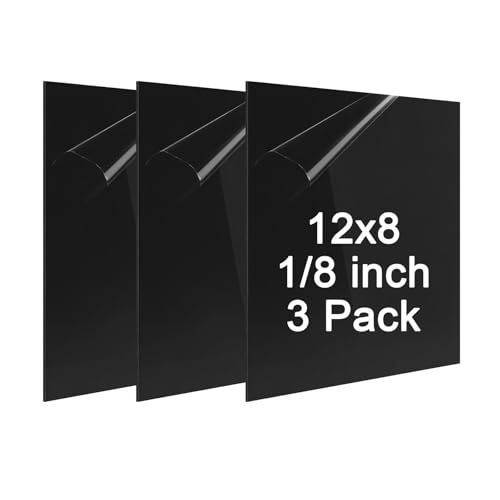 ABS Plastic Sheet 1/8 Inch Thick - 3PACK 12" x 8" Black Rigid ABS Board Impact Resistant Heat Moldable ABS Plastic Panel for Industrial DIY Projects, Home Decor, Handicrafts - (Frosted & Smooth) - size: 12x8x1/8 inch