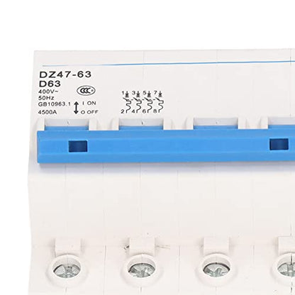 4P Miniature Circuit Breaker, Nylon PA66 Shell Circuit Protection Switch Modular Design Flame Retardant DIN Rail Mount for Lighting System Pushbutton Switches
