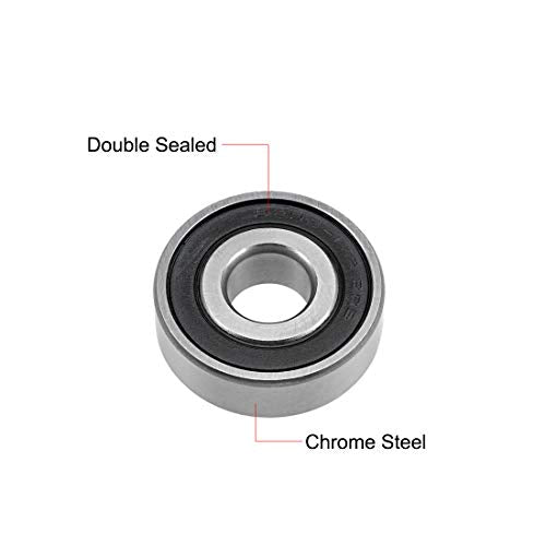 uxcell 6202-1/2-2RS Deep Groove Ball Bearings 1/2-inch Inner Dia 35mm OD 11mm Bore Double Sealed Chrome Steel Z2 2pcs - size: 1/2"x35mmx11mm