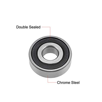 uxcell 6202-1/2-2RS Deep Groove Ball Bearings 1/2-inch Inner Dia 35mm OD 11mm Bore Double Sealed Chrome Steel Z2 2pcs - size: 1/2"x35mmx11mm