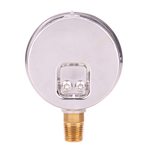 MEASUREMAN Pressure Gauge 1/4 NPT, 0-100psi/kPa Glycerin Filled Pressure Gauge with 2.5 Inch Dial Size and 304 Stainless Steel Case (0-100 psi, Lower Mount) - size: 0-100 psi, style: Lower Mount