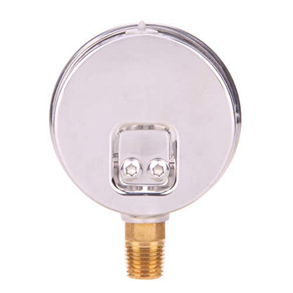 MEASUREMAN Pressure Gauge 1/4 NPT, 0-100psi/kPa Glycerin Filled Pressure Gauge with 2.5 Inch Dial Size and 304 Stainless Steel Case (0-100 psi, Lower Mount) - size: 0-100 psi, style: Lower Mount