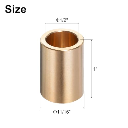 uxcell 4pcs Sleeve Bearings 1/2" Bore x 11/16" OD x 1" Length Self-Lubricating Brass Bushing - size: 1/2" Bore x 11/16"OD x 1 " Length