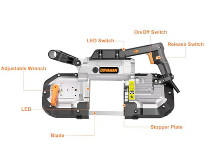DOVAMAN Portable Band Saw, 10A Variable Speed, 5-Inch Deep Cut Bandsaw