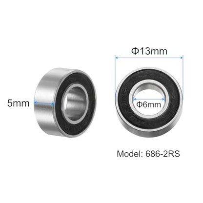 uxcell 10pcs 686-2RS Miniature Deep Groove Ball Bearings 6x13x5mm Black Rubber Sealed Bearings for TRX4 1/10 RC Cars Trucks, 3D Printer, P6 (ABEC 3) - color: Black, size: 6x13x5mm