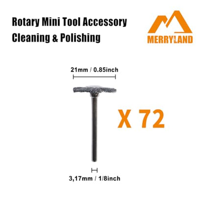 Merryland 72 Pack Wire Brush Steel Brush Wheel Brush for Dremel Mini Brush - size: Wheel Brush