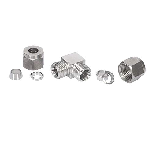 304 Stainless Steel 90 Degree Elbow Compression Fitting, Adapter with Twin Ferrules,3/8" Tube OD - size: 3/8" Tube OD, style: Elbow