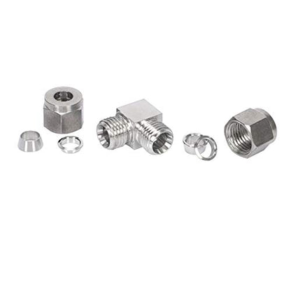 304 Stainless Steel 90 Degree Elbow Compression Fitting, Adapter with Twin Ferrules,3/8" Tube OD - size: 3/8" Tube OD, style: Elbow