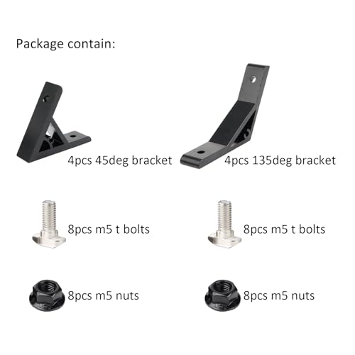 4Pcs 45 & 135 Degree 2020 Aluminum Extrusion Hardware Angle Bracket - style: 4Pcs 45deg and 4Pcs 135deg