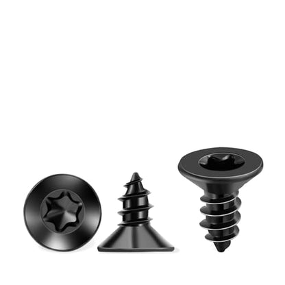 100 PCS #8 X 3/8 Inch Black Coated Flat Head Torx/Star Wood Screws, Stainless Steel 18-8 (A2) Fully Threaded No.8 X 0.39 Length Small Screw by TPOHH - size: #8 X 3/8 inch