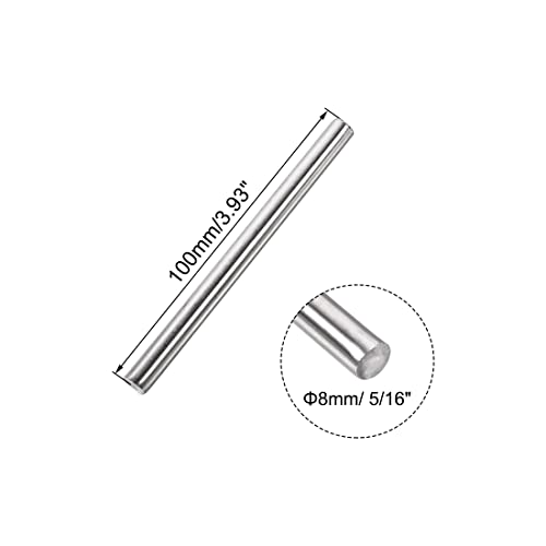 uxcell 8mm x 100mm 304 Stainless Steel Solid Round Rod for DIY Craft - 2pcs - size: 8 mm x 100 mm