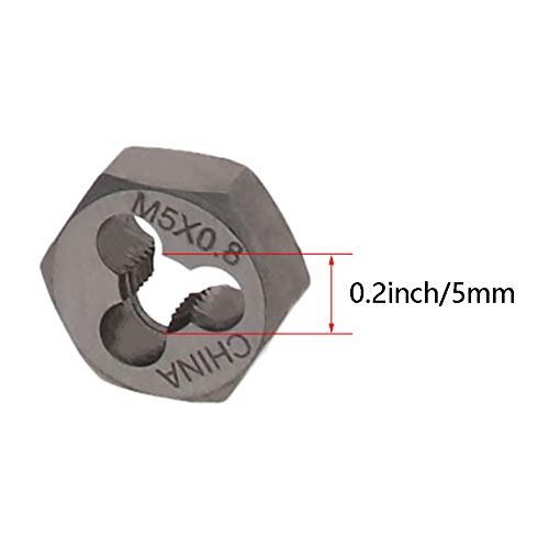 Utoolmart Hex Rethreading Die, M5 x 0.8 Pitch, Carbon Steel Thread Die, Hex Rethreading Die Machine Thread Die, Hexagon Taper Pipe Die, 1 Pcs - size: M5×0.8 Standard Teeth
