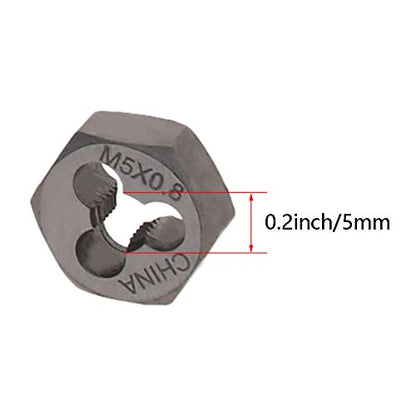 Utoolmart Hex Rethreading Die, M5 x 0.8 Pitch, Carbon Steel Thread Die, Hex Rethreading Die Machine Thread Die, Hexagon Taper Pipe Die, 1 Pcs - size: M5×0.8 Standard Teeth
