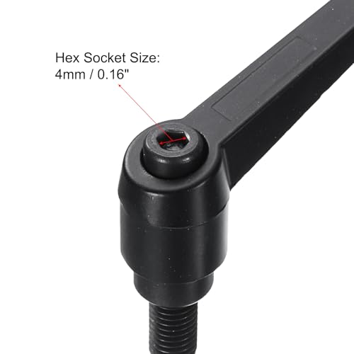 uxcell 5pcs Adjustable Clamping Lever Handle M8 x 70mm Metric Black Oxide Carbon Steel Male Threaded Stud Hand Knobs Ratchet Rotating Screw Handles Bolts with Locking Lever Black - size: M8 x 70mm