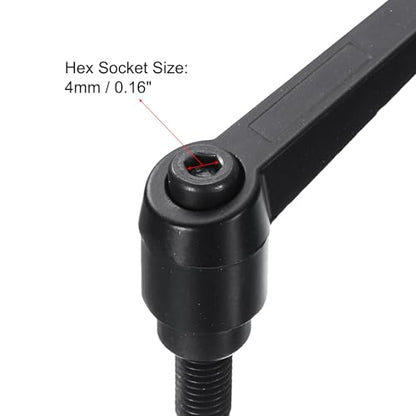 uxcell 5pcs Adjustable Clamping Lever Handle M8 x 70mm Metric Black Oxide Carbon Steel Male Threaded Stud Hand Knobs Ratchet Rotating Screw Handles Bolts with Locking Lever Black - size: M8 x 70mm