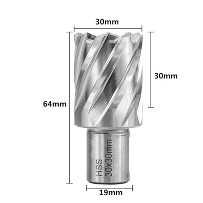 Shank HSS Annular Drill Bit 12-42x30mm TiN Coated Hollow Drill Bit for Metal Cutting Weldon Shank Core Drill Bit (30x30mm) - size: 30x30mm