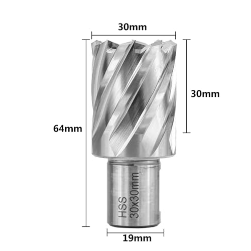 Shank HSS Annular Drill Bit 12-42x30mm TiN Coated Hollow Drill Bit for Metal Cutting Weldon Shank Core Drill Bit (30x30mm) - size: 30x30mm