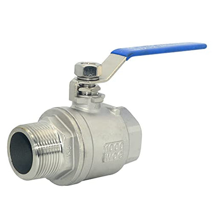 1Pcs 1-1/4 Inches Ball Valve - Full Port Heavy Duty Male NPT (MNPT) X Female NPT (FNPT) Thread with Long Handle Switch,Stainless Steel 304 for Water, Oil, and Gas,1000WOG - size: 1-1/4''