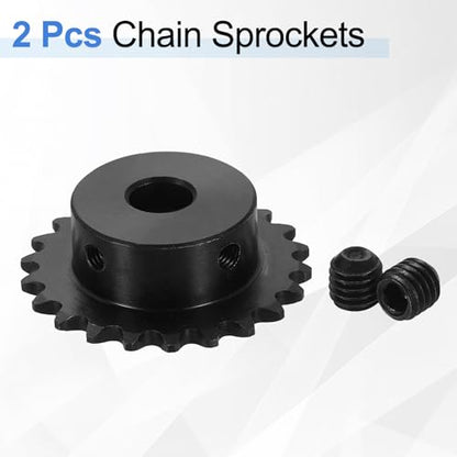 uxcell 2 Pcs #25 Chain Roller Sprocket 10mm Bore, 22 Tooth C45 Carbon Steel ANSI #25 Roller Sprocket Round Hole with Set Screws for ISO 04C Chain - size: 10mm Bore 22 Tooth
