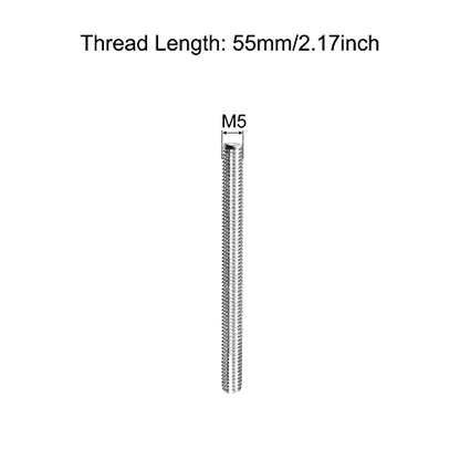 MECCANIXITY Fully Threaded Rod M5 x 55mm 0.8mm Thread Pitch 304 Stainless Steel Right Hand Threaded Rods Bar Studs 5 Pack - size: M5 x 55mm
