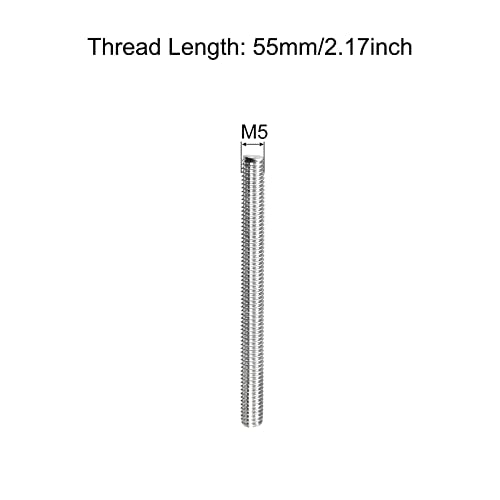 MECCANIXITY Fully Threaded Rod M5 x 55mm 0.8mm Thread Pitch 304 Stainless Steel Right Hand Threaded Rods Bar Studs 5 Pack - size: M5 x 55mm