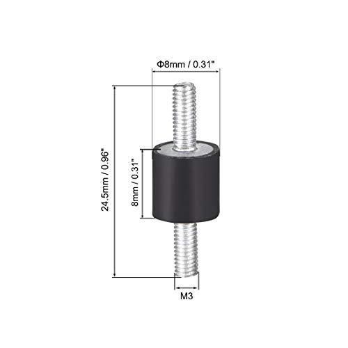 uxcell Rubber Mounts Vibration Isolator M3 D8xH8 Black 4Pcs - size: M3x8mm 8x8mm